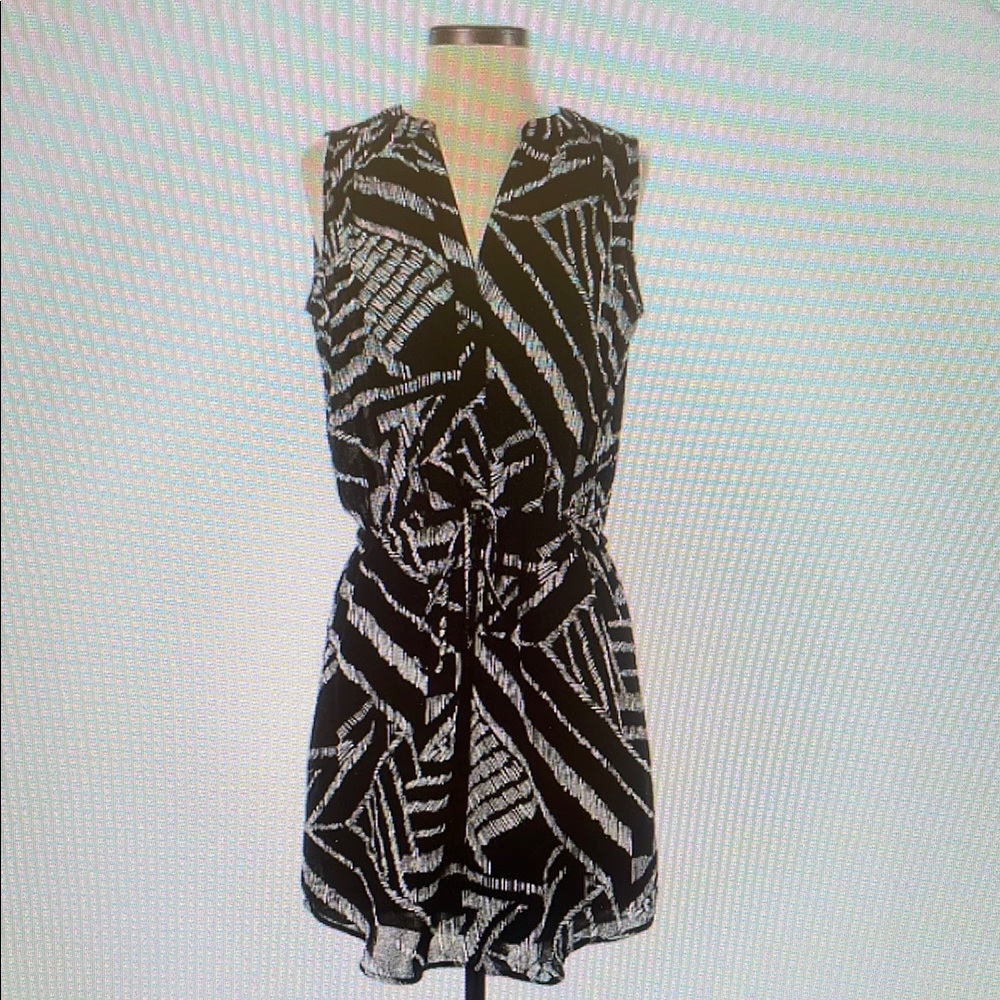 Black and White Sleeveless Dress